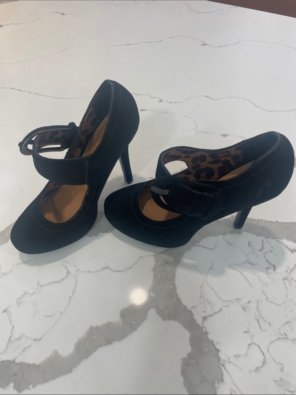Women’s Black Mary Jane High Heel Pumps with Strap